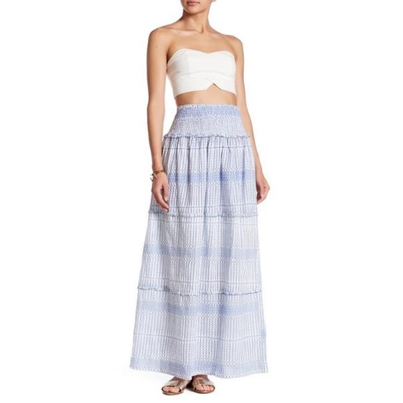 ✨Final Sale✨Gypsy 05 Blue&White Smocked Maxi Skirt - Picture 2 of 3